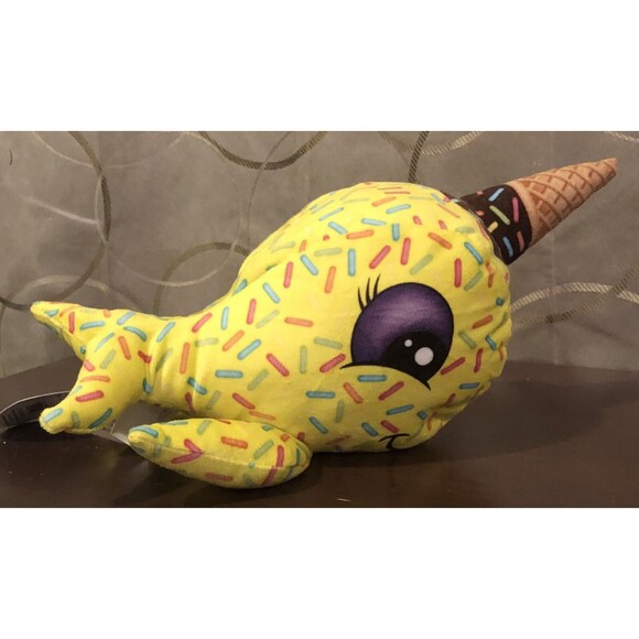 BMI Plush Pals Yellow Narwhal Ice Cream Cone Sprinkles Stuffed Animal Toy Tags - Picture 6 of 10